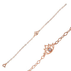Bracelet femme fleur de lotus rose en argent