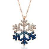 Collier flocon de neige en argent et pierre bleue rose