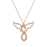 Silver Rose Angel Mother and Child Women's Necklace