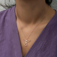 Silver Rose Angel Mother and Child Women's Necklace