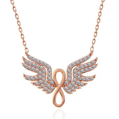 Silver Rose Angel Wing Infinity Women's Necklace