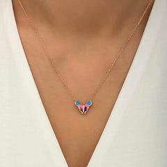Silver Rose Minimal Butterfly Women's Necklace