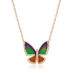 Silver Rose Minimal Butterfly Women's Necklace