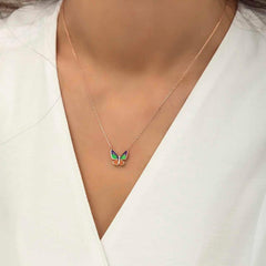 Silver Rose Minimal Butterfly Women's Necklace