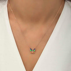 Silver Rose Minimal Butterfly Women's Necklace