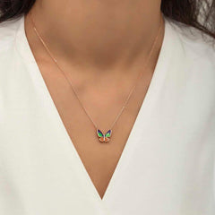 Silver Rose Minimal Butterfly Women's Necklace