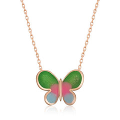 Silver Rose Minimal Butterfly Women's Necklace