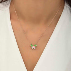 Silver Rose Minimal Butterfly Women's Necklace