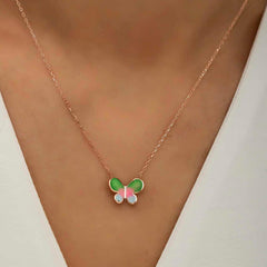Silver Rose Minimal Butterfly Women's Necklace