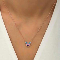 Silver Rose Minimal Butterfly Women's Necklace