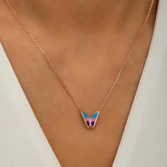 Silver Rose Minimal Butterfly Women's Necklace