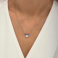 Silver Rose Minimal Butterfly Women's Necklace