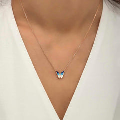 Silver Rose Minimal Butterfly Women's Necklace