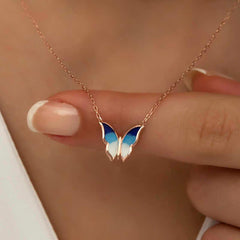 Silver Rose Minimal Butterfly Women's Necklace