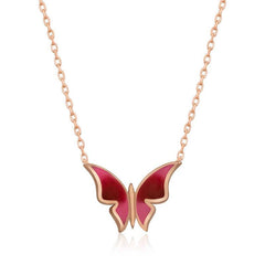Collier minimaliste papillon en argent rose pour femme