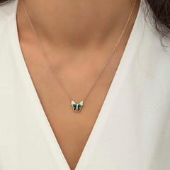 Silver Rose Minimal Butterfly Women's Necklace