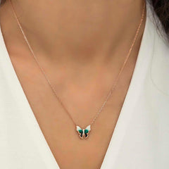 Silver Rose Minimal Butterfly Women's Necklace