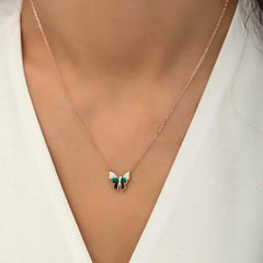 Silver Rose Minimal Butterfly Women's Necklace