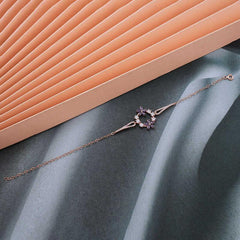 Silver Rose Purple Flower Women's Bracelet