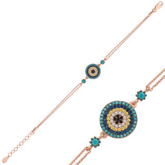 Silver Rose Evil Eye Women's Bracelet