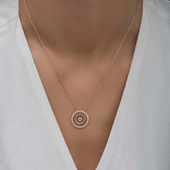Silver Rose Evil Eye Women's Necklace