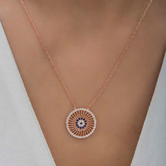 Silver Rose Evil Eye Women's Necklace