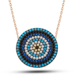 Silver Rose Evil Eye Women's Necklace