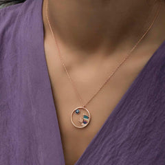 Silver Rose Evil Eye Hand and Footprint Women's Necklace