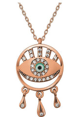 Silver Rose Evil Eye Women's Necklace