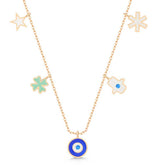 Silver Rose Evil Eye Lucky Women's Necklace
