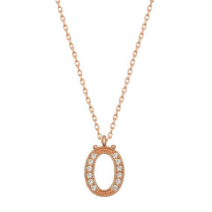 Collier pour femme avec lettre O en argent rose