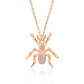 Silver Rose Spider Women's Necklace