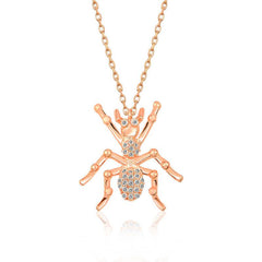 Silver Rose Spider Women's Necklace