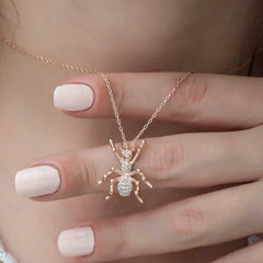 Silver Rose Spider Women's Necklace