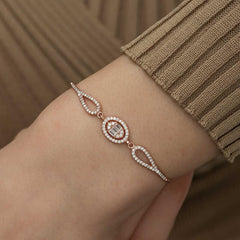Silver Rose Oval Baguette Bracelet