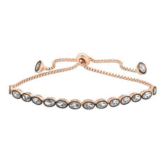 Silver Rose Oval Cut Diamond Mount Elevator Bracelet