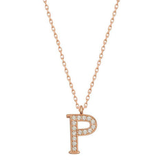 Collier pour femme avec lettre P en argent rose