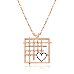 Silver Rose Love Between Bars Necklace