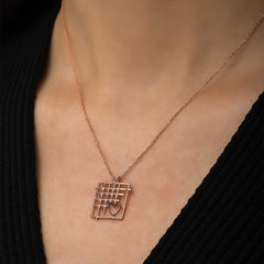 Silver Rose Love Between Bars Necklace