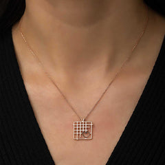 Silver Rose Love Between Bars Necklace