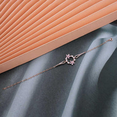 Silver Rose Pink Flower Women's Bracelet