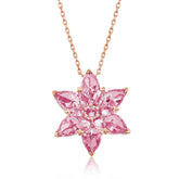 Silver Rose Pink Lotus Flower Necklace