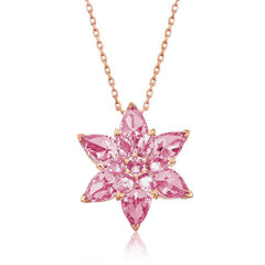 Silver Rose Pink Lotus Flower Necklace