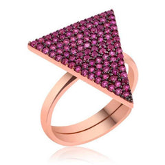 Silver Rose Pink Triangle Women's Ring