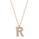 Silver Rose Letter R Women's Necklace
