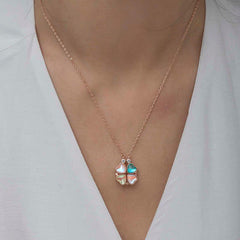Silver Rose Colored Openable Clover Women's Necklace
