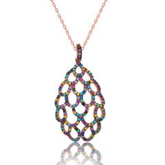 Silver Rose Colored Women's Necklace