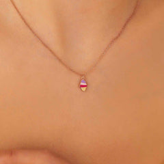 Silver Rose Colored Ice Cream Women's Necklace