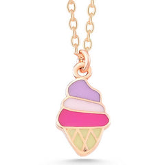 Silver Rose Colored Ice Cream Women's Necklace