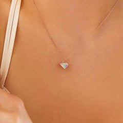 Silver Rose Color Diamond Women's Necklace
